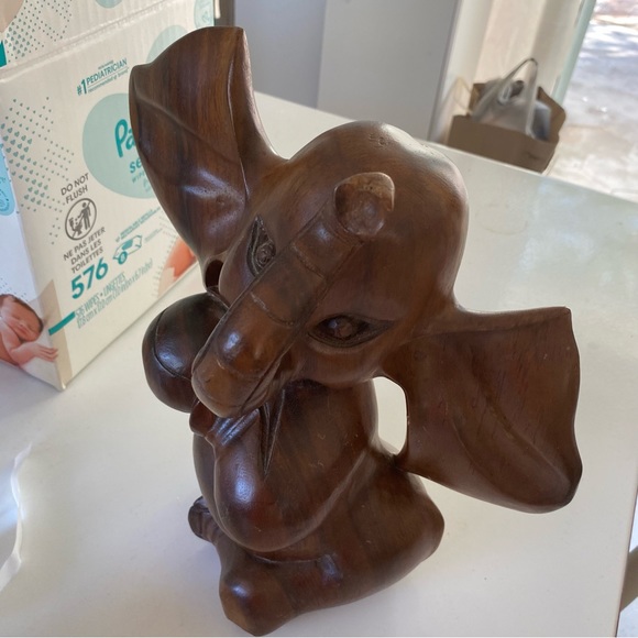 Vintage Wood Carved Elephant - Picture 3 of 13